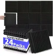 24 Pack Acoustic Foam Panels 1 X 12 X 12 Inches Sound Proof Foam Panels for...