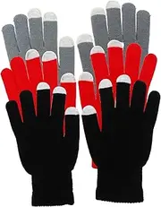 [Minkissy] Touch Screen Mittens 3 Pairs of Winter Gloves Knitted Warm Windproof Waterproof for Mobile Phones