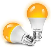BrightArk E27 LED Amber Light Bulbs, A19 9W Equivalent to 60W Halogen Bulb, Amber Light Bulb Soft Light Bulbs Warm Light 2000K Blue Light Blocking Light Bulbs AC85-265V (Non-Dimmable, Pack of 2)