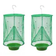 Ranch Fly Trap with Bait Tray, Reusable Fly Trap Fly Catcher Cage for Indoor or Outdoor (2Pack)