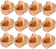 BESTYASH 12Pcs Mini Woven Wood Chip Baskets Sturdy Storage Baskets for Organizing Living Room Bathroom Playroom and Car Compact Decorative Woven Baskets