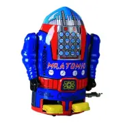 Vintage Mr Atomic Robot Wind Up Tin Toy Retro Blue Collectable Clockwork Gift UK