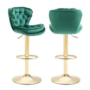 Swivel Bar Stools Set of 2 Counter Height Barstools with Back Velvet Upholstered Adjustable Stool Chair Min Century Modern Bar Stool for Kitchen Islan