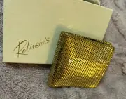 Whiting & Davis Vintage Gold Mesh Metal Chainmail Bifold Wallet New With Box