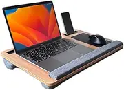 Portable Lap Desk - Multi-Use Laptop Desk with Mouse Pad, Wrist Rest, Dual Cushions, and Phone/Tablet Slots, Fits Laptops Up to 17 Inches for Home, Office, Couch, and Bed (Oak)