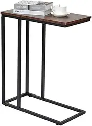Viviendo C Shaped Side Table, Space Saving Bedside Table, Sturdy Couch Table for Laptop, Small Sofa Table for Living Room, Bedroom, Hallway, Easy Assembly, Industrial Style