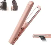 Dualglam 2 in 1 Mini Dual Purpose Curling Iron,Upgraded Mini Curling Wand & Flat Iron Hair Straightener,Upgraded Dual Purpose Curlings Irons,Mi-ni Cur-ling Wand for Short and All Hair Types (Pink)