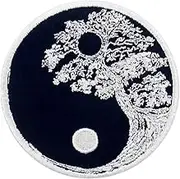 ZEGINs Buddhist Zen Yin Yang Tree Patch Embroidered Applique Iron On Sew On Emblem