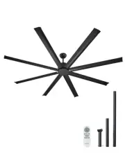 VEVOR 213 cm Aluminum Ceiling Fan Without Light Remote Control DC Motor Black