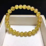 8.7mm Natural Gem quality Light Yellow Apatite Crystal Round Beads Bracelet