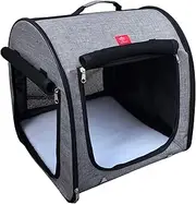 One for Pets Fabric Portable Pet Kennel/Shelter, Single, Gray, 20"x20"x19.5" - Car Seat-Belt Fixture Included
