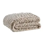 Trafalgar Rouched Faux Fur Blanket - Mocha, 180cm x 200cm,