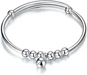 Cuff Bangle Chain Bracelets,925 Sterling Silver Bracelet Adjustable Cuff Bangle Hand Polishing Silver Beads Bracelet Ladies Silver Jewellery Birthday Gifts for Sisters Friend Couples M