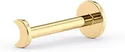 [Lavari Jewelers] 16 Gauge Moon Shaped Micro Labret Stud for Women and Men - 14k Yellow Gold Internally Threaded Stud - Unisex Hypoallergenic Piercing Jewelry - 16G Body Piercing