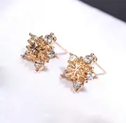 Stunning Gold Crystal Christmas Snowflake Stud Earrings Xmas Women�s Gift