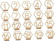 Cabilock 20pcs Wooden Wedding Table Numbers with Base Stylish Hexagon Design for Banquets Anniversaries and Party Decorations