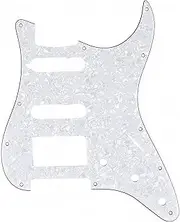 Musiclily Pro 11-Hole HSS Modern Strat Pickguard for American Stratocaster Electric Guitar, 4Ply White Pearl