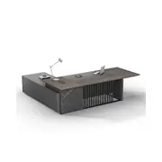Modern Furniture MADEIRA 220cm Executive Desk Right Return - Hazelnut & Grey
