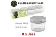 8 x Quilted Conserve Glass Jars Preservation Jar Jam Honey Food Storage Container