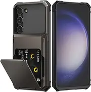 [Nvollnoe] for Samsung S23 Plus Case with Card Holder[Store 5 Cards]Dual Layer Heavy Duty Shockproof Samsung S23 Plus Wallet Case with Hidden Card Slot Large Storage Case for Samsung S23 Plus(Gunmetal)