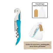 Sea Blue Corkscrew Doubled Hinged Waiters Wine Key Bottle Opener with FoilCutter