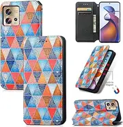 [HMLTD] Pretty Flip Cover Leather Case Compatible with Motorola Moto Edge 30 Fusion Edge30Fusion E13 E 13 2022 Anti-Fall Protective Shell Card Slot Wallet Clip (5,Moto Edge 30 Fusion)