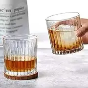 RYHMHA Crystal Whiskey Glasses Set of 2, 10oz/300ml Old Fashioned Whiskey Glasses, Lead-Free Crystal Whiskey Tumbler