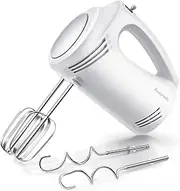 [Kestreln] Handheld Electric Mixer 350 Watt 5-Speed with Turbo Boost Powerful Mixing for Kitchen Heavy Duty, 4 stainless steel attachments, Dough Hooks, Flat Egg Beaters