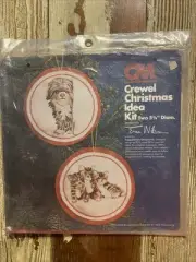 Columbia Minerva Crewel Christmas Idea Kit 7941 Ornaments Puppy Kitty 1978