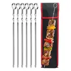 6Pcs Kabob Skewers Stainless Steel Barbecue Flat Skewers Kitchen Accessories