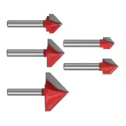 5Pcs 6mm Shank V Groove Router Bit Carbide 90 Degree Woodworking Cutter Tool