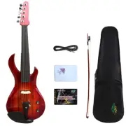 4/4 Size 5 String Electric Violin Guitar Shape Ebony Fittings With Case Bow