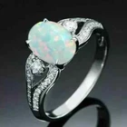 2.50Ct Oval Cut Lab-Created Fire Opal Engagement Ring 14K White Gold Plated