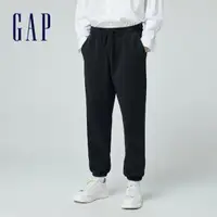 在飛比找momo購物網優惠-【GAP】男裝 Logo純棉抽繩束口鬆緊褲 復古水洗系列-黑