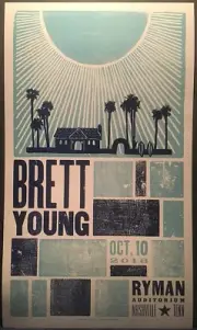 2018.10.10 Hatch Show Print Poster Brett Young Ryman Auditorium Nashville