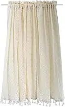1 Panel Lace Valance Curtains, Rod Pocket Window Valance Country Rustic Semi Sheer Half Window Curtain Short Valances Small Drape for Bedroom Balcony Restaurant, WxL (Beige,116x200cm(46x79in))