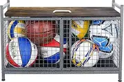 [Mythinglogic] Heavy-Duty Storage Bench for Garage,Sports Equipment Storage Organizer for Garage/Basement/Entryway,Ball Storage Bin (Medium)