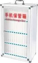 Portable Handle, Key Lock Wall-Mounted Cell Phones Storage Cabinet Cell Phone Cabinet Silver Storage Locker Box (Size : 60 Slots)