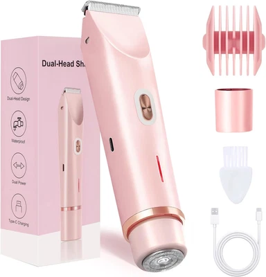 ZCOINS 2-In-1 Dual Head Electric Razor Shaver for Women Lady, Rechargeable Wa...