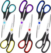 Scissors Set of 6-Pack, 8" Scissors All Purpose Comfort-Grip Handles Sharp Sciss