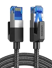 UGREEN CAT 8 Ethernet Cable High Speed 40Gbps 2000MHz Network Cord Braided RJ45 LAN Gigabit F/FTP POE Wire Compatible with Xbox One Switch PS5 PS4 WiFi Extender Router Modem Patch Panel 0.5M