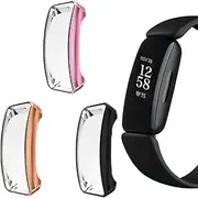 intended for Fitbit Inspire 2 Case, Full Coverage Screen Protector Soft TPU Plated Bumper Shell Protective Cover intended for Inspire 2 Fitness Tracker (Not intended for Inspire) (Black,Pink,Rose)