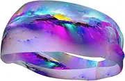 [CADREWY] Northern Lights Painting Print Stylish Sports Sweatband Stretchy Breathable and Moisture Wicking Headband for Gym