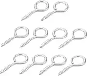 ULTECHNOVO Heavy Duty 10pcs Metal Eye Screws Wall Hanging Hooks Screw for Indoor and Outdoor Use