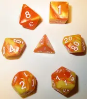 NEW Style ! RPG Dice Set of 7 - Auralus Orange-Yellow D4 D6 D8 D10 D12 D20 D00