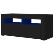 TV Cabinet With LED Lights Entertainment Unit Stand Furniture Storage HiFi Black