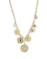 Sphera Milano Plated Evil Eye Medallion Charm Necklace