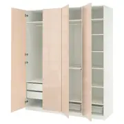 PAX / FARDAL wardrobe combination, white/high-gloss light orange, 200x60x236 cm