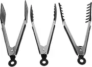 CIYODO Essential Kitchen Utensils Set 3pcs Stainless Steel Tongs Silicone Tips for Cooking