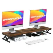 Dual Monitor Stand Riser, Large Wood Monitor Riser for 2 Monitors, Monitor